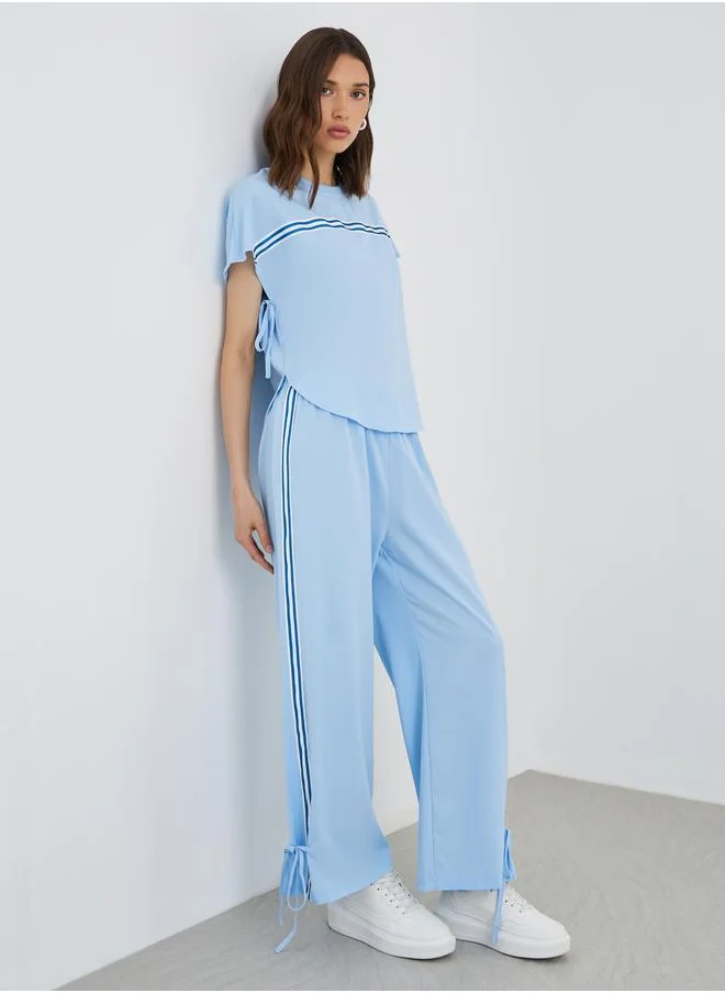 تايك تو Take Two Round Neck Tape Detail Top and Pants Co-Ords