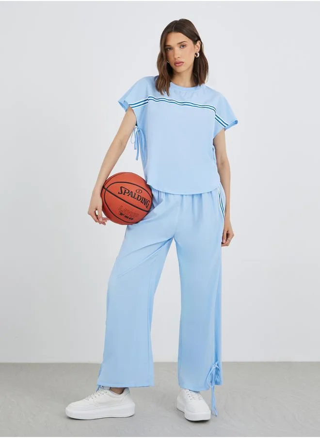 تايك تو Take Two Round Neck Tape Detail Top and Pants Co-Ords