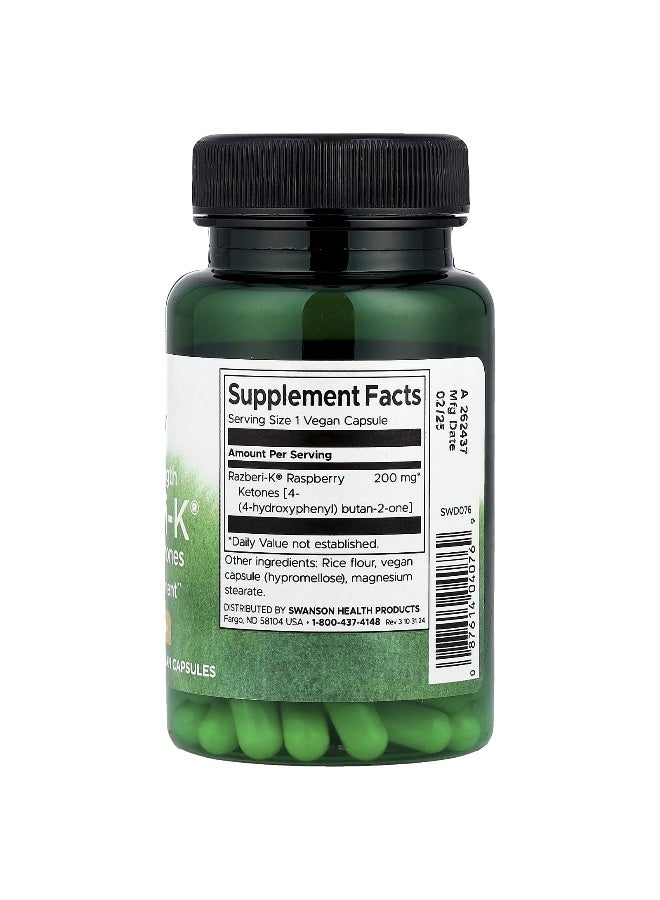SWANSON Swanson, Double Strength Razberi-K®, Raspberry Ketones, 200 mg, 60 Vegan Capsules  - Image 2