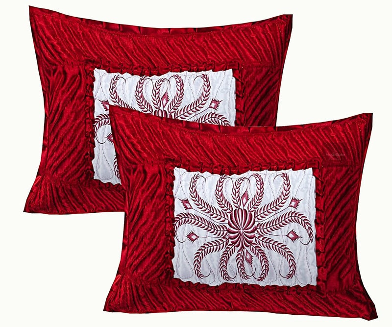 ManavRachit Satin Gold Printed 310 TC Wedding Bedding Set (Bedsheet with 2 Pillow Covers) for Home & Living Room(Set of 3pc, VIP Print) (Red) - Image 4