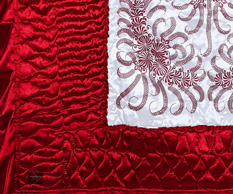 ManavRachit Satin Gold Printed 310 TC Wedding Bedding Set (Bedsheet with 2 Pillow Covers) for Home & Living Room(Set of 3pc, VIP Print) (Red) - Image 2