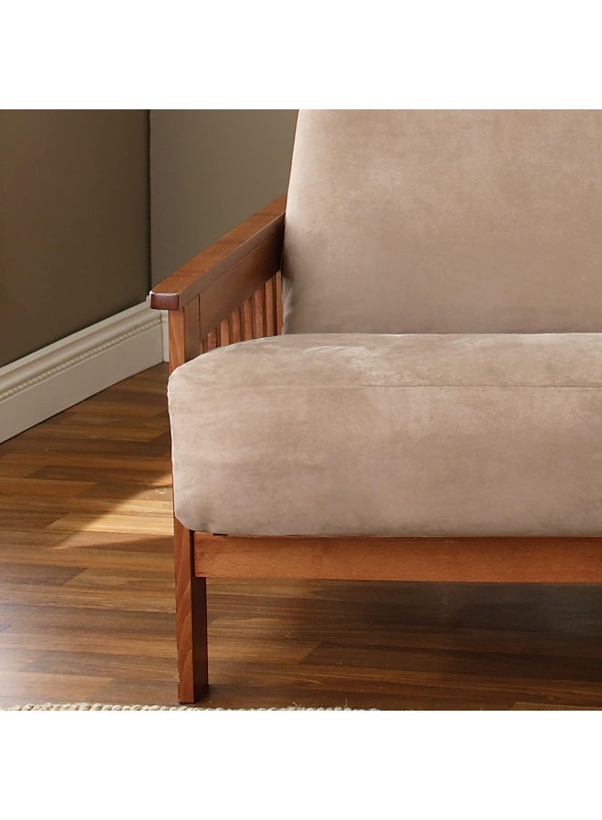 SureFit Home DÃ©cor Soft Suede Futon Slipcover, Polyester, Machine Washable, One Piece, Taupe Color - Image 4