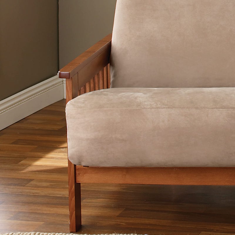 SureFit Home DÃ©cor Soft Suede Futon Slipcover, Polyester, Machine Washable, One Piece, Taupe Color - Image 3