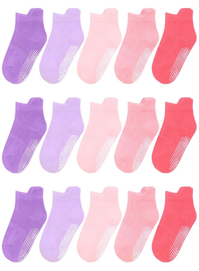 HYCLES 15 Pairs Girl Grip Socks Non Slip Toddler Girls Socks Baby Ankle Sock for 1-3T Kids - Image 1