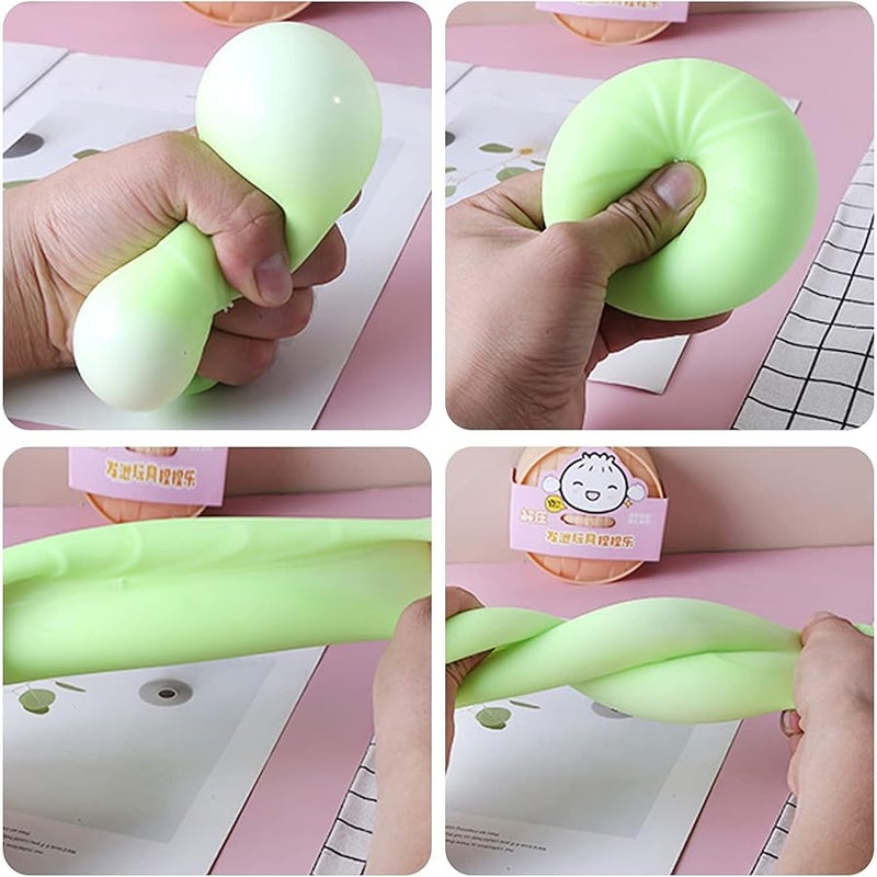 MEIEST 4 PCS Colorful Dumpling Squishy Stress Balls Fidget Sensory Toy,Squeeze Dough Ball Stress Relief Hand Toy,Anti-Anxiety Bun with Food Steamer Stretchy Desk Toys 4 Dumpling 1.6 inches - Image 4