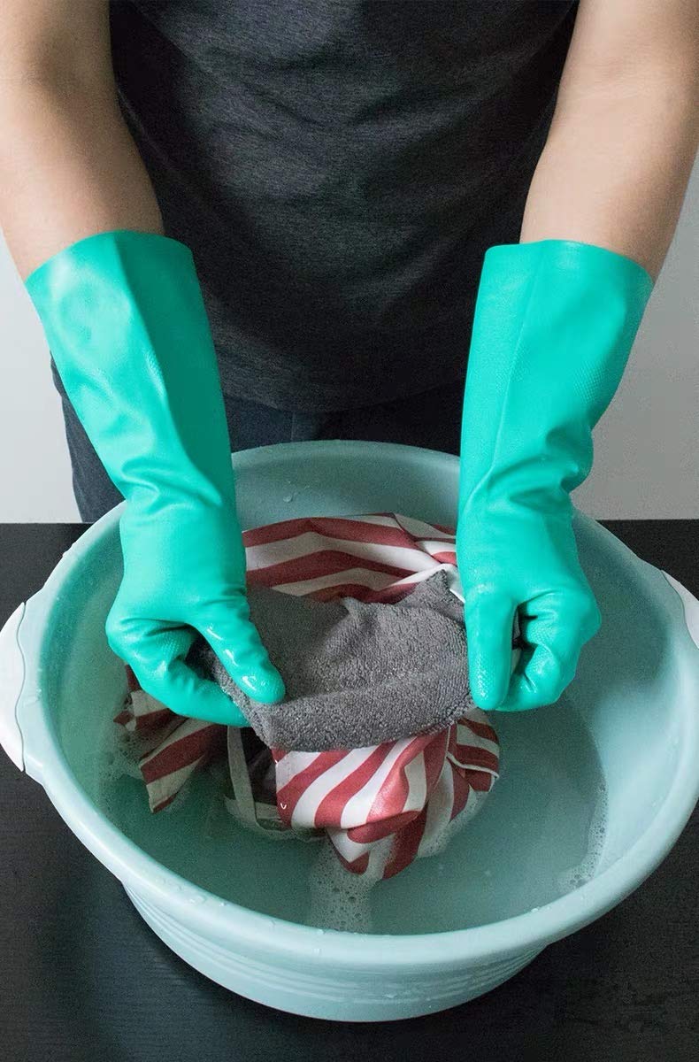Lukzer Lukzer Hand Gloves Heavy Duty Household Cleaning Rubber Great for Dishwashing, Gardening, Working, Painting Reusable Industrial Glove with Short Sleeves (Medium, Random Colour)  - Image 2