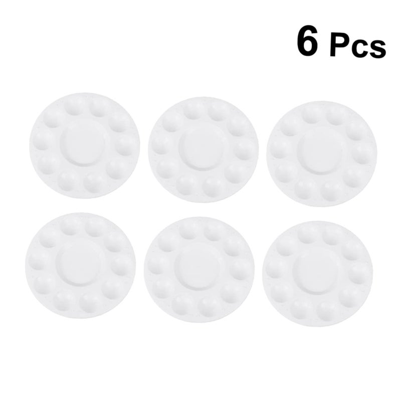 6 Pcs White Plastic Paint Palette with Mixing Wells for Artists Students DIY - Image 3
