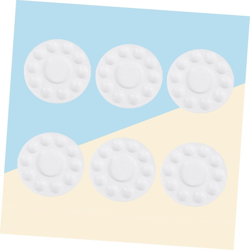 6 Pcs White Plastic Paint Palette with Mixing Wells for Artists Students DIY - Image 4