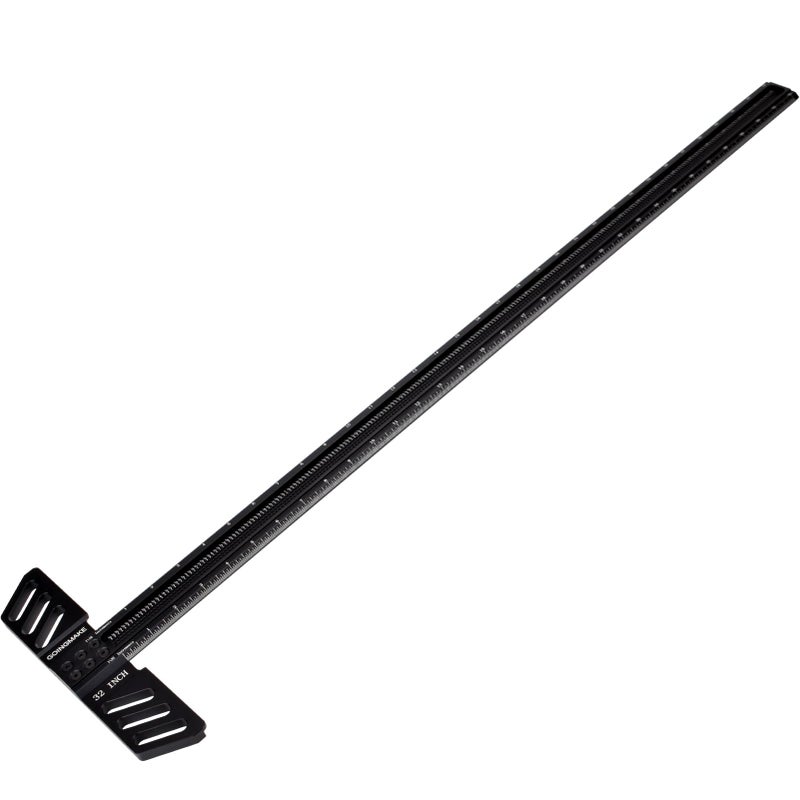 GOINGMAKE Woodworking TSquare 32 Inch Aluminum Alloy T Square Ruler 132 Hole Scrbing Guides Positioning Scribe Tool Precision Woodworking Ruler Scribing Tool for Carpenter Layout and Measuring