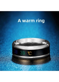 Generic Internet Celebrant Korean Style Smart Temperature Ring Temperature Ring Men's Fashionable Titanium Steel Fashion Cool All-match Ring-Colour:Smart Temperature Sensing Ring [black] No. 8 Finger Circumference 56.9mm  - Image 2