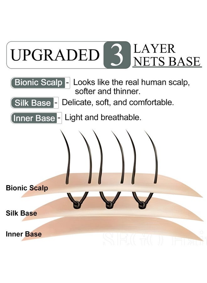 SEGO Hair Toppers For Women Real Human Hair With Thinning Hair Toppers Hair Pieces Clip In Toppers Straight Hair Pieces With Bangs 150% Density Silk Base 10 Inch 1B Natural Black - Image 5