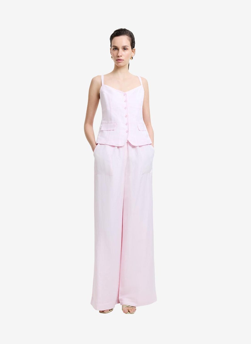 French Connection Women's Cooper Linen Tailored Button Front White Cami Top - Image 2