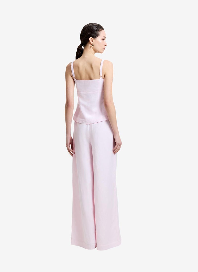 French Connection Women's Cooper Linen Tailored Button Front White Cami Top - Image 4