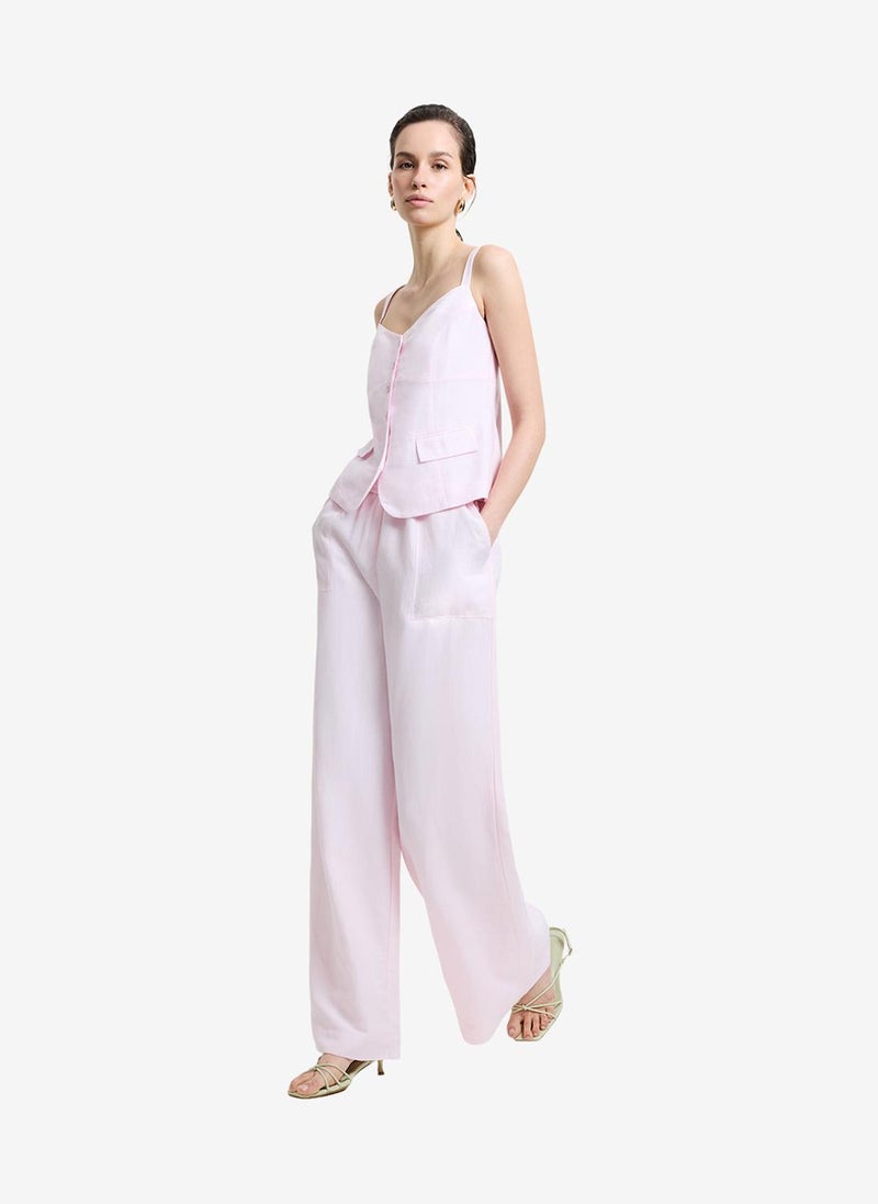 French Connection Women's Cooper Linen Tailored Button Front White Cami Top - Image 3