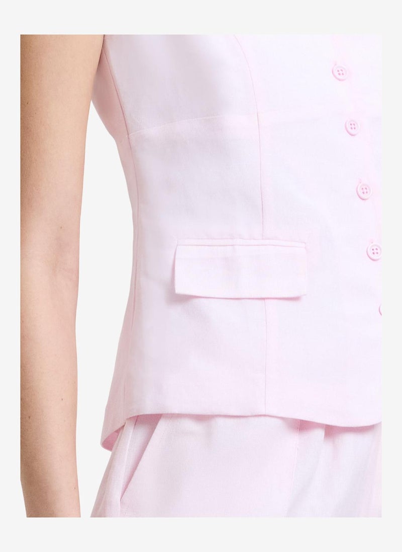 French Connection Women's Cooper Linen Tailored Button Front White Cami Top - Image 5
