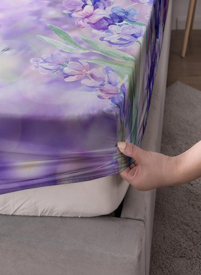UEVBF Cute Axolotl Bed Fitted Sheet Sets Twin Size,Blooming Lavender Butterfly Bedding Set for Kids Girls Room Decor,Ocean Animal Themed Toddler Bedding Sets,1 Fitted Sheet+2 Pillowcases. - Image 5