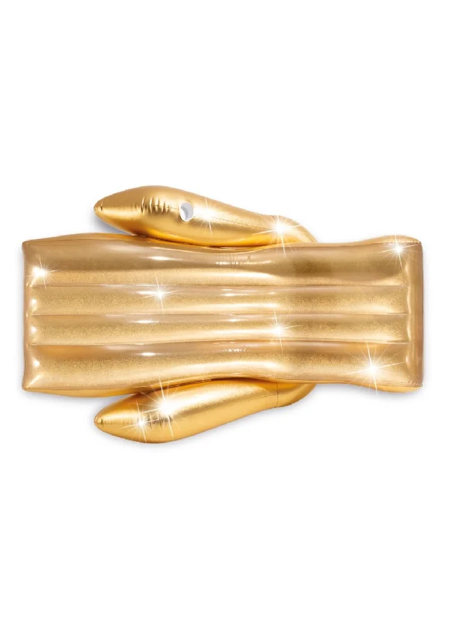 INTEX Inflatable Shiny Double Armrest Pool Float Lounge Shimmering Gold 61 x 119 x 175 cm 56803