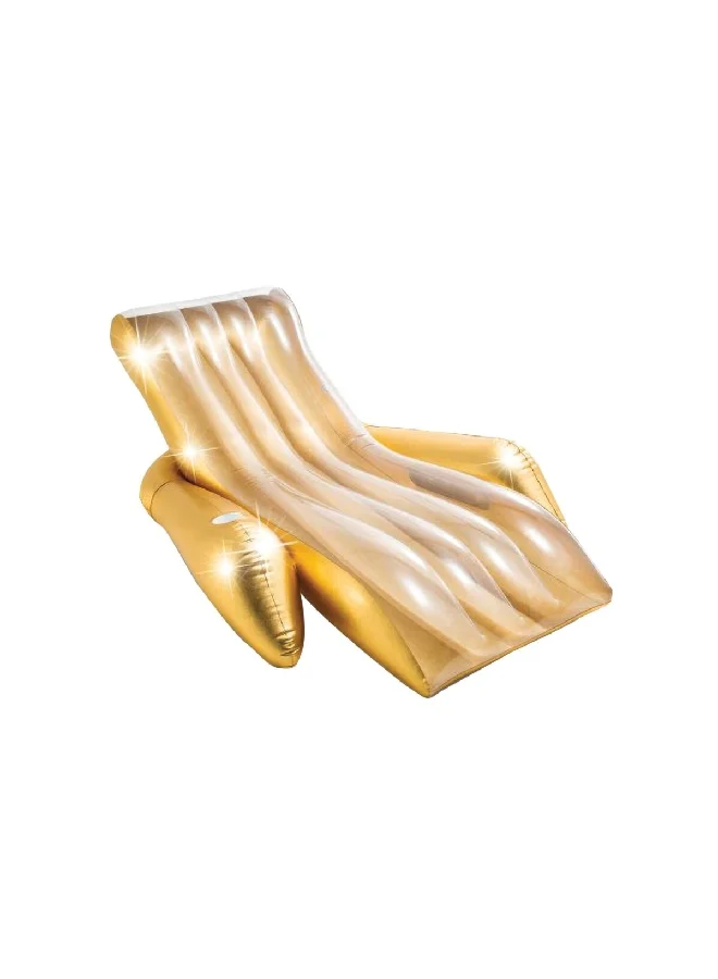 INTEX Inflatable Shiny Double Armrest Pool Float Lounge Shimmering Gold 61 x 119 x 175 cm 56803