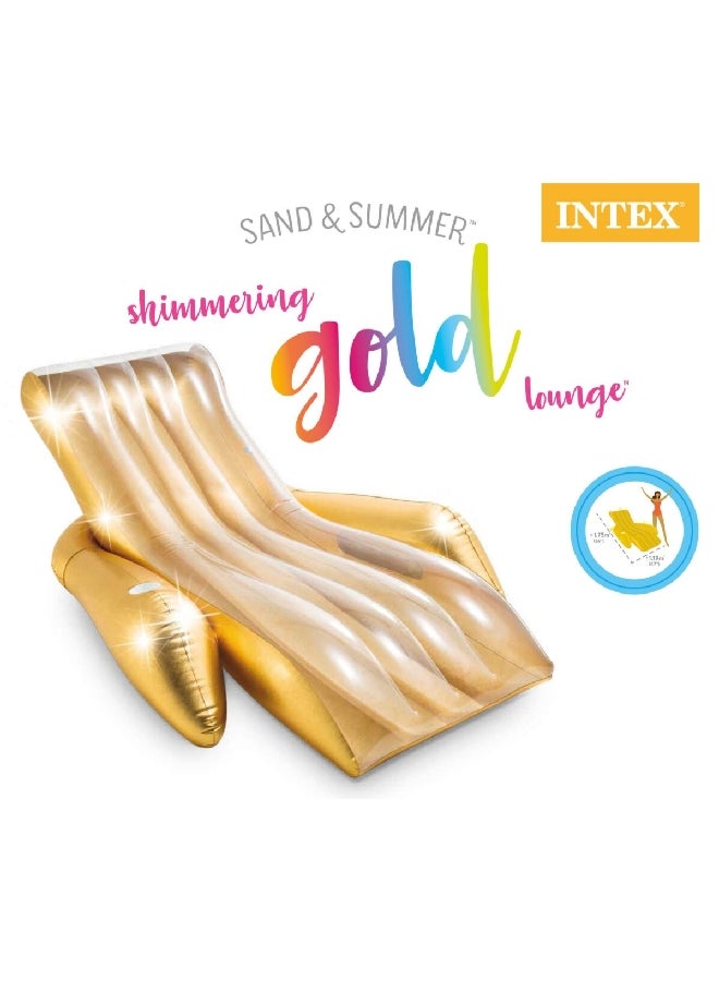 INTEX Inflatable Shiny Double Armrest Pool Float Lounge Shimmering Gold 61 x 119 x 175 cm 56803 - Image 4