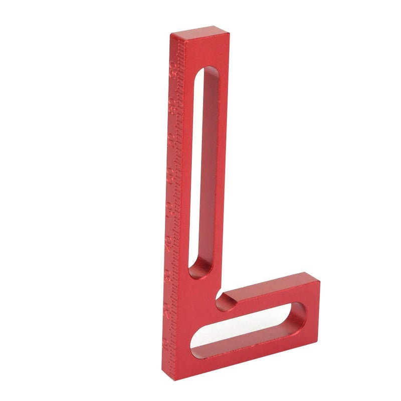 Precision Woodworking Square Ruler 90 Degree Right Angle Aluminum Alloy Carpentry Tool 10X5CM Red - Image 5