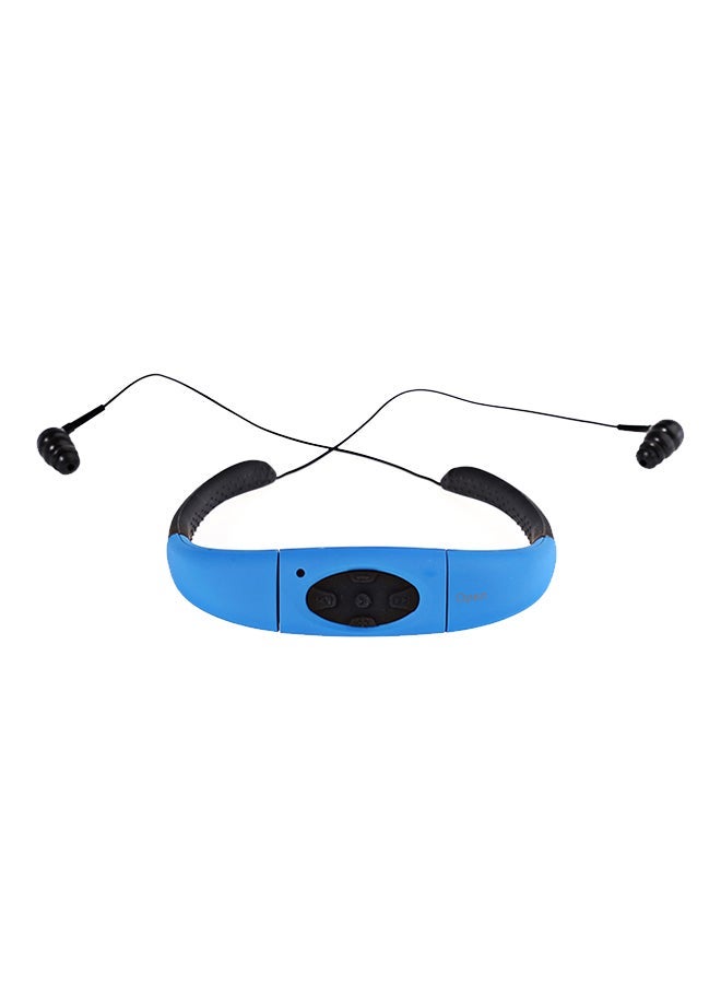 Waterproof In-Ear Neck Band MP3 Player Blue/Black - Image 1