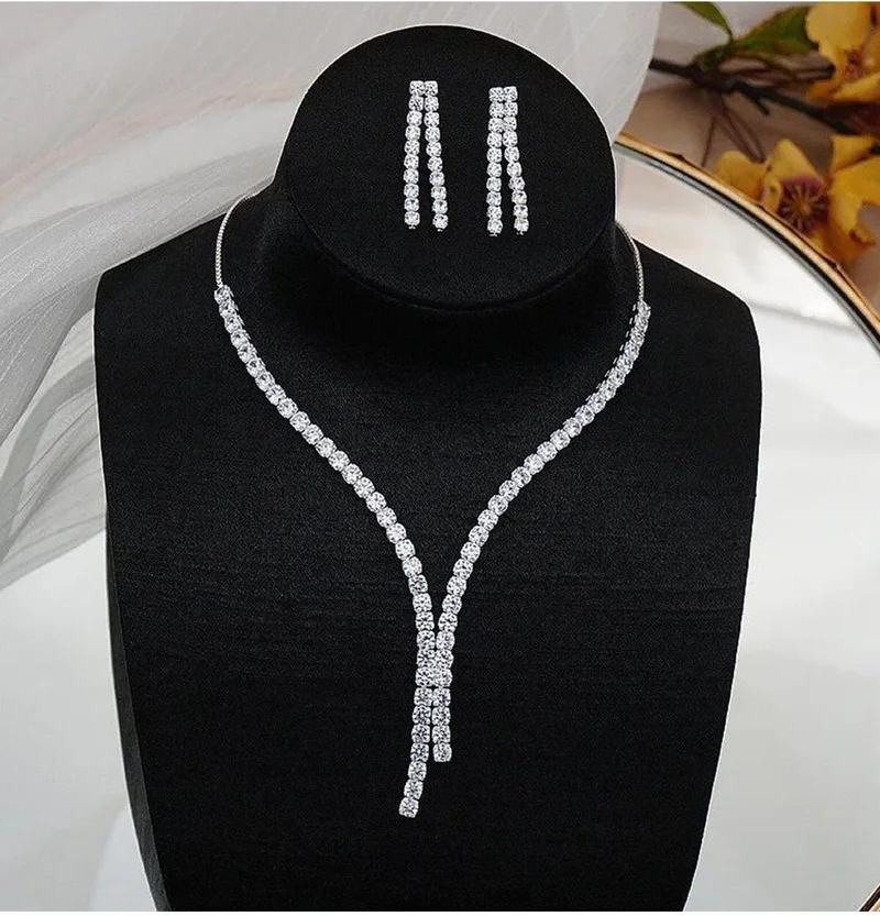 Bahels Waterway Necklace and Earring Set Special Occasions Wedding Engagement Evening Dress Set Choker