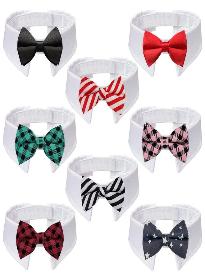 KOOLMOX 8PCS Adjustable Tux Dog Collar with Bow Tie, White Tuxedo for Large Dogs Wedding Attire - Image 1