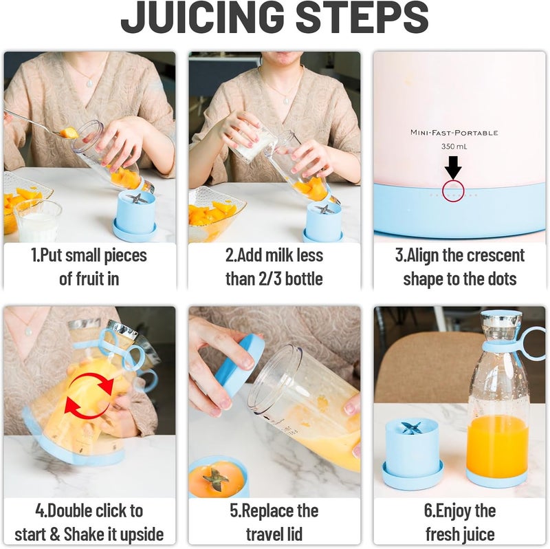 OTPEIR Personal Size Blender, Portable Blender, Battery Powered USB Blender（Blue) - Image 4