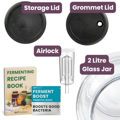 Gutbasket Fermenter 2 L (2 Jars)- Glass Fermentation Jar With Airlock And Lid | Ideal For Making Small Batches Of Fermented Beverage At Home, Blue - Image 2