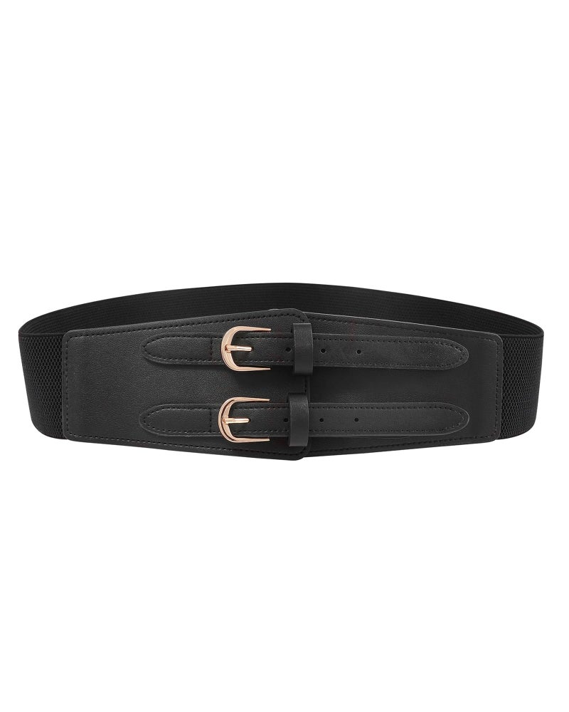 Kajeer Elastic Wide Waist Belt Women - Vintage Cinch Belts Women Wide Stretchy Belt for Dresses(S,Black) - Image 2