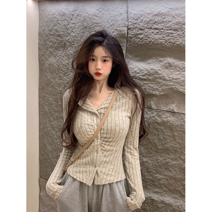 Chubby Girl Plus Size French Sweet Style Pure Spice Girls Knitted Cardigan Autumn High-End Wear Design Top For Women - Image 1