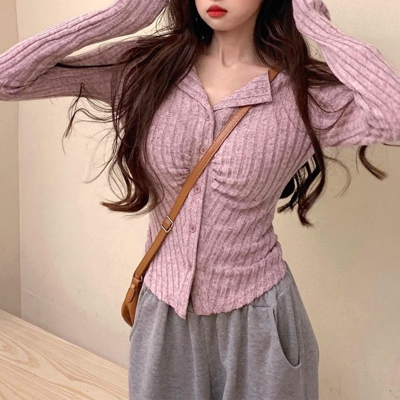 Chubby Girl Plus Size French Sweet Style Pure Spice Girls Knitted Cardigan Autumn High-End Wear Design Top For Women - Image 2