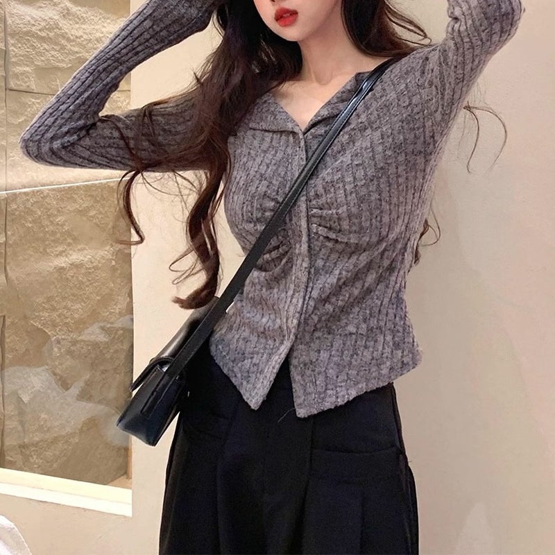 Chubby Girl Plus Size French Sweet Style Pure Spice Girls Knitted Cardigan Autumn High-End Wear Design Top For Women - Image 5