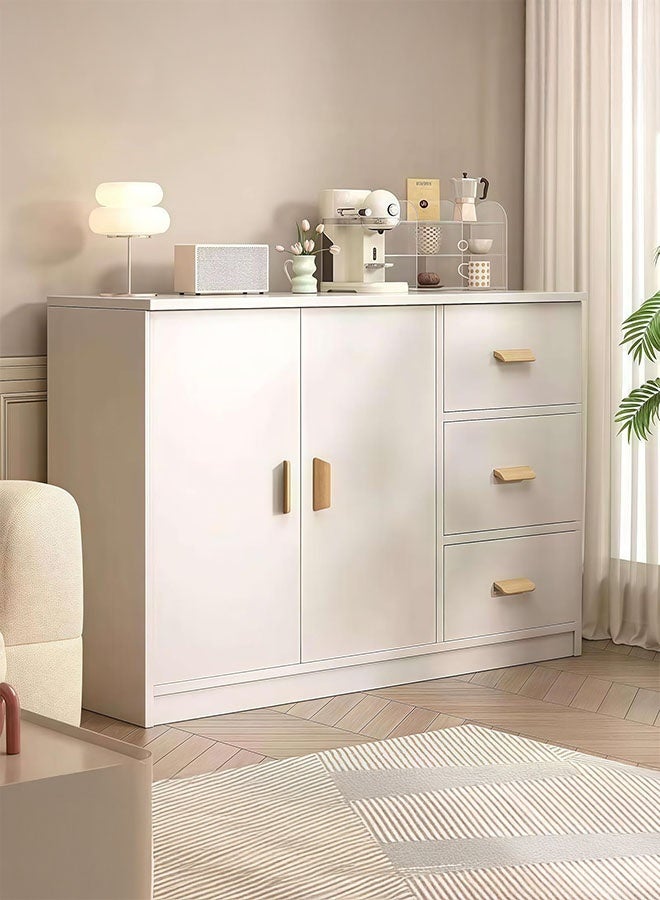 LEDIN Wooden Side Cabinet, Modern Storage Cabinet, Floor Document Cabinet with Wheels, Filing Cabinets, Office Cabinet (White) - Image 1