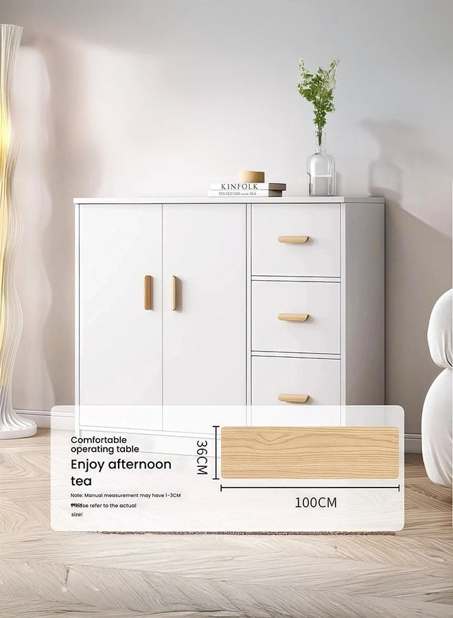 LEDIN Wooden Side Cabinet, Modern Storage Cabinet, Floor Document Cabinet with Wheels, Filing Cabinets, Office Cabinet (White) - Image 3