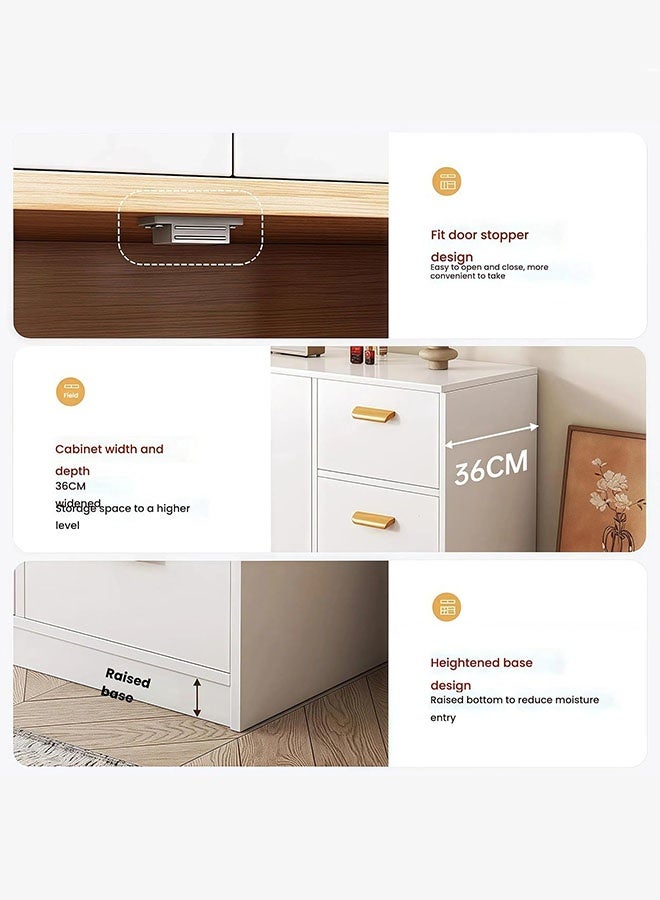 LEDIN Wooden Side Cabinet, Modern Storage Cabinet, Floor Document Cabinet with Wheels, Filing Cabinets, Office Cabinet (White) - Image 4