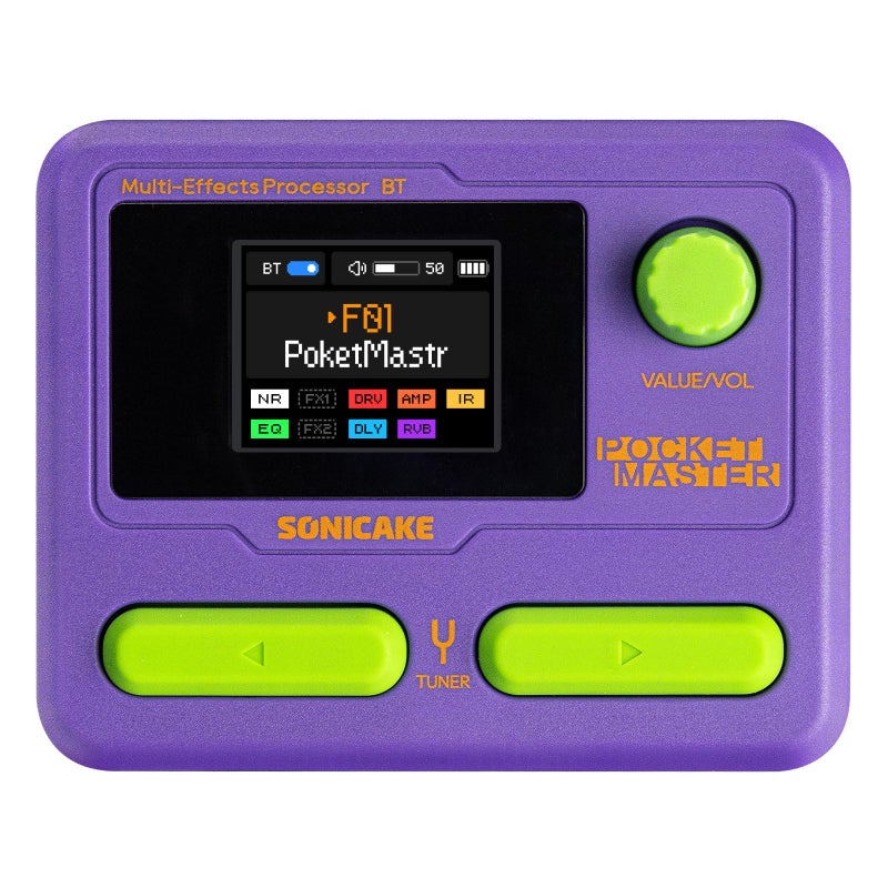 SONICAKE Pocket MasterPortable Multi Effects Pedal 100 Builtin GuitarBassAcoustic Effects Amp Modeling IR Cabinets Simulation Stereo OTG USB Audio Interface Rechargeable Purple - Image 2
