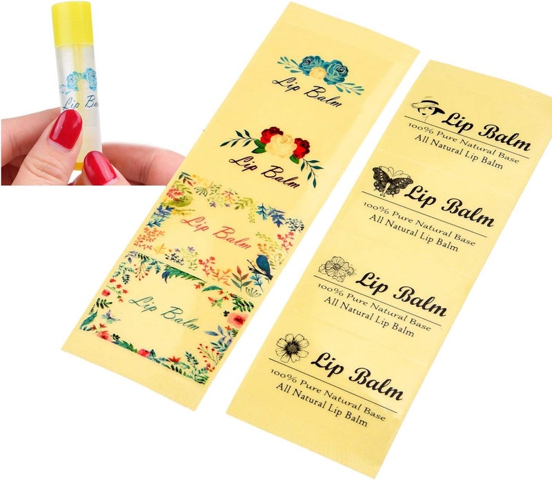 Kare Kind Value Pack of 400 Labels - 8 Different Designs - for Lip Balm Containers, Nasal Inhaler Tubes, etc. - Self Adhesive, Easy Peel - Image 1