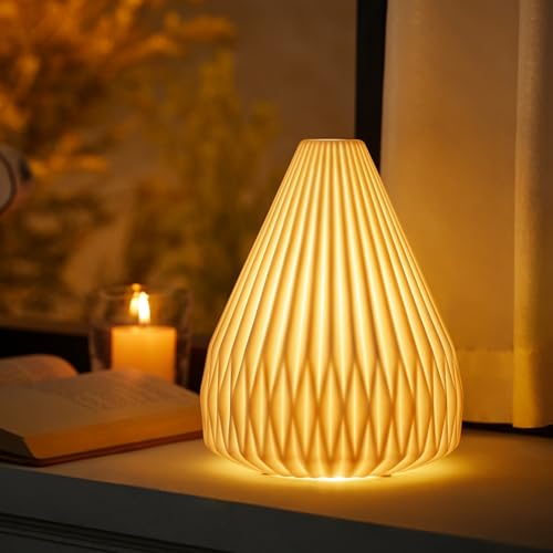 RONDURE 91 Modern Ceramic Table Lamp Fully Dimmable Bedside Lamp for Bedroom Living Room Nightstand White Translucent Ceramic Shade Warm Ambient Decorative Corded Lighting Bulb Included - Image 3