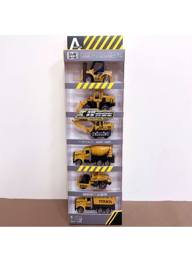 Children's Simulation Engineering Truck Fire Truck Police Car Baby Toy Car 6 Loaded Alloy Car Model Sliding Car Wholesale-Color:1:60 Engineering Vehicle [6 PCs]]  - Image 1