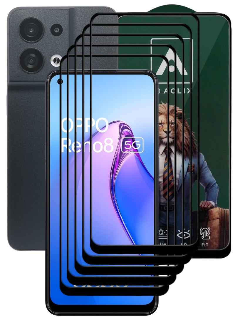 ACLIX 5 Pieces Antistatic ESD Dustproof Premium Quality High Definition Tempered Glass Screen Protector Designed For Oppo Reno8 - Image 1