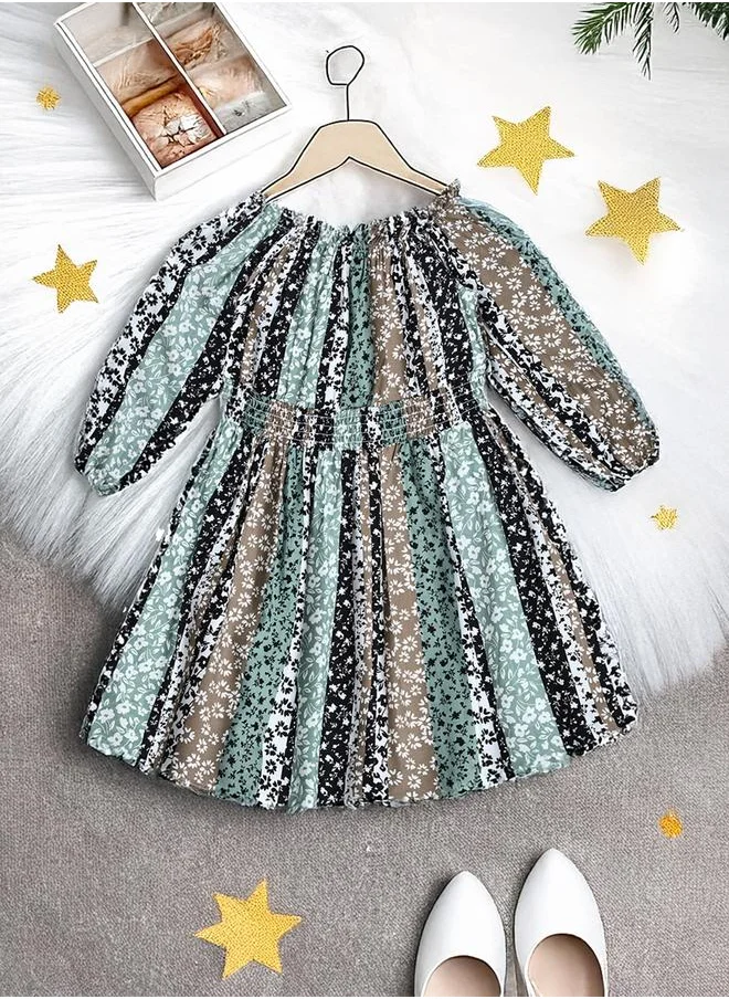 بيلا مودا Bella Moda All-Over Print Cotton Dress with Smocked Waist