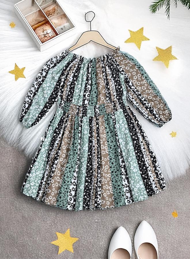 BELLA MODA Floral Striped Dress - Image 1