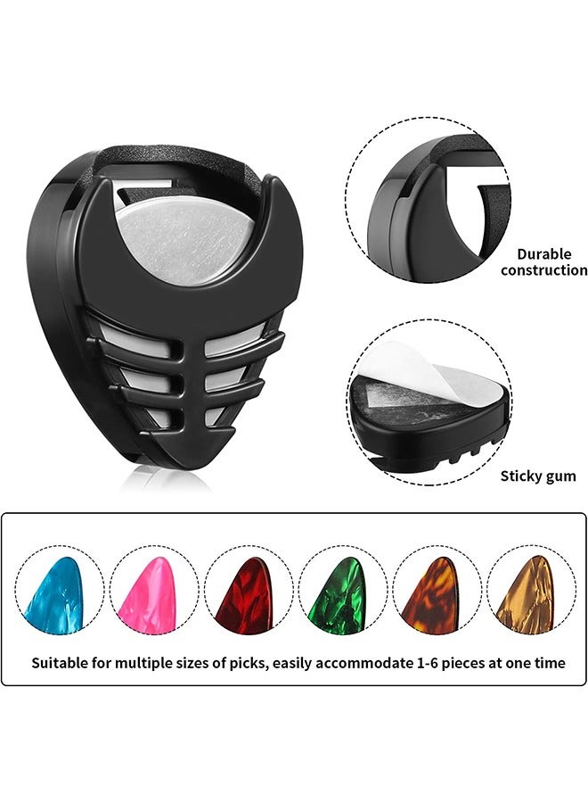 3 Pieces Pick Holder Stick-on Guitar Pick Holder Black Plastic Easy to Paste on the Guitar with Adhesive Back and Spring Guitar Accessories Convenient Picks Placement for Acoustic Guitar Bass Ukulele - Image 2