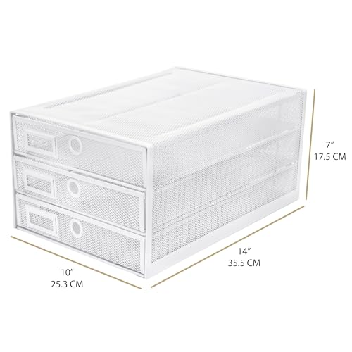 Exerz Paper Sorter 3 Drawer Wire Mesh A4 / Desk Multifunctional Desk Organiser/Multi-Layer Letter Tray - for Documents, Magazines, Notebooks and Letter (White) - Image 2