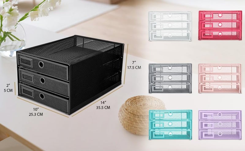 Exerz Paper Sorter 3 Drawer Wire Mesh A4 / Desk Multifunctional Desk Organiser/Multi-Layer Letter Tray - for Documents, Magazines, Notebooks and Letter (White) - Image 5