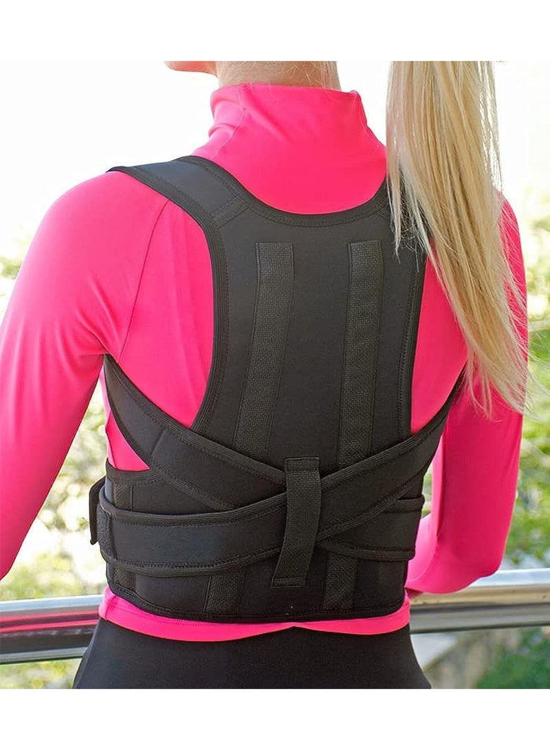 Posture Corrector with Reinforced Back Support – Adjustable Brace with Shoulder Straps for Humpback and Spine Alignment