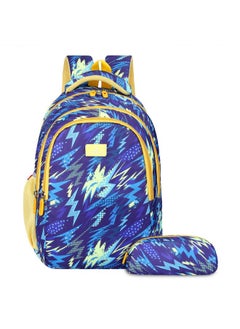 THE CLOWNFISH THE CLOWNFISH Scholastic Series Printed Polyester 30 L School Backpack with Pencil/Staionery Pouch School Bag Daypack Picnic Bag For School Going Boys & Girls Age 8-10 years (Lightning Blue)  - Image 1