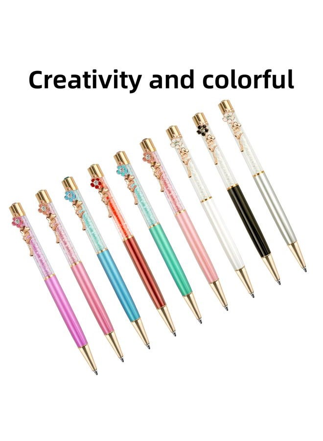 RANBOS Ballpoint Pens Set Crystal Diamond Metal Pen with Flowers for Journaling in Black Ink for Women Girls Galentine's Day Gifts Wedding Birthday School Office (Pink) - Image 4