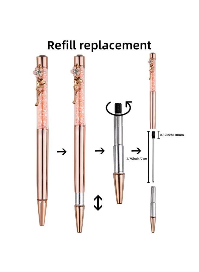 RANBOS Ballpoint Pens Set Crystal Diamond Metal Pen with Flowers for Journaling in Black Ink for Women Girls Galentine's Day Gifts Wedding Birthday School Office (Pink) - Image 3